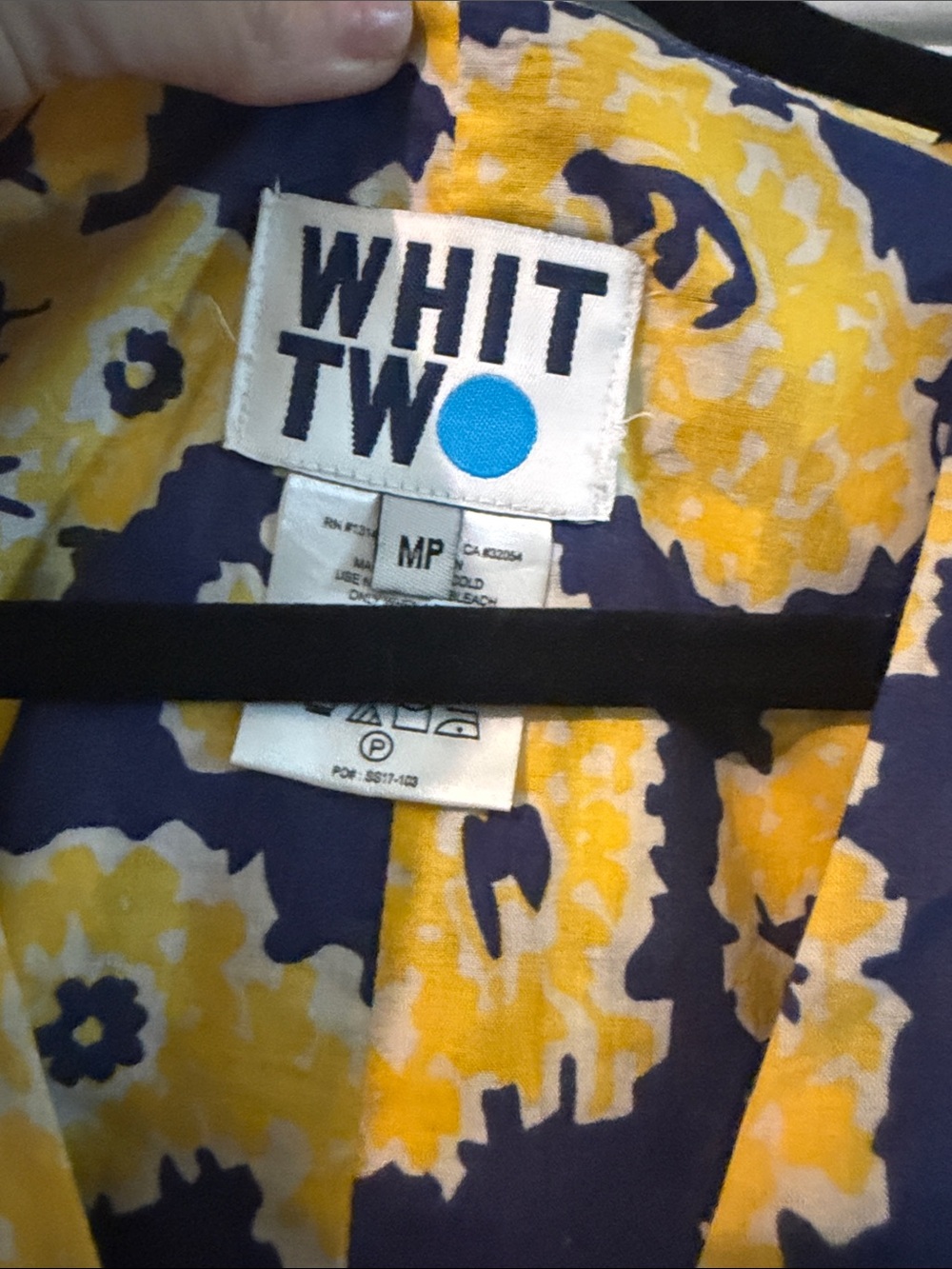 WHIT Two Yellow and Navy Floral V-Neck Tunic